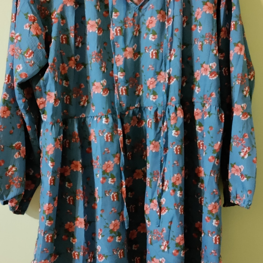 Suzanne Betro Blue Floral Top 3X